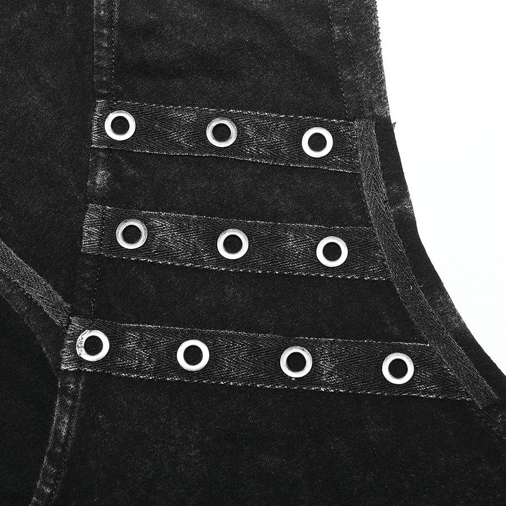 Men's Punk Irregular Distressed Tank Top with Hood - Image 7