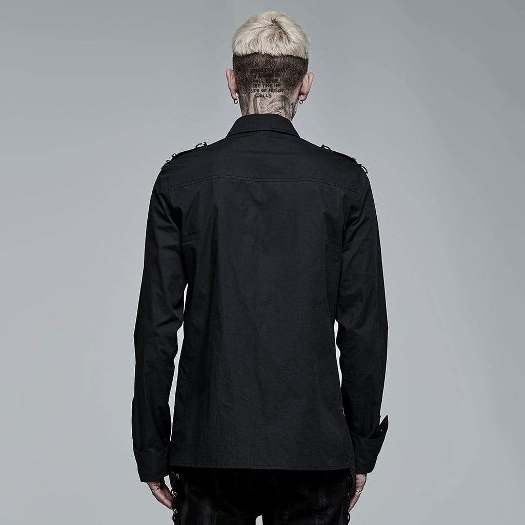 Men's Punk Irregular Skull Buckle Shirt - Image 3