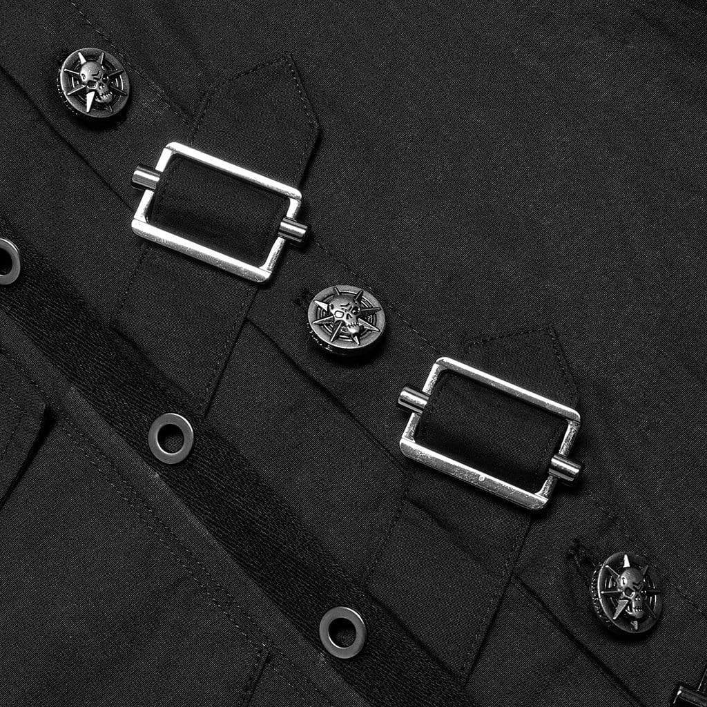 Men's Punk Irregular Skull Buckle Shirt - Image 8