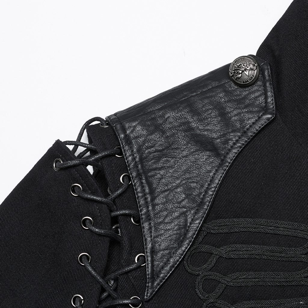 Men's Punk Lace-up Buttons Jacket - Image 7