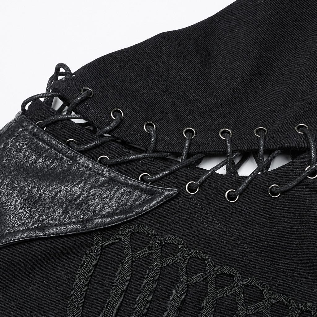 Men's Punk Lace-up Buttons Jacket - Image 8