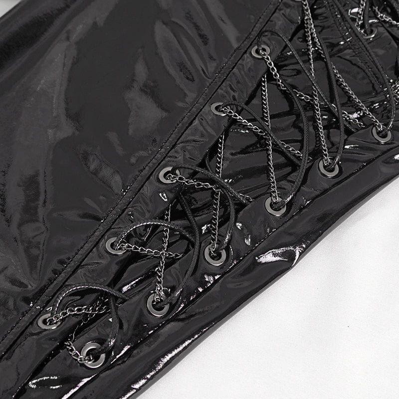 Men's Punk Lace-up Patent Leather Pants - Image 11