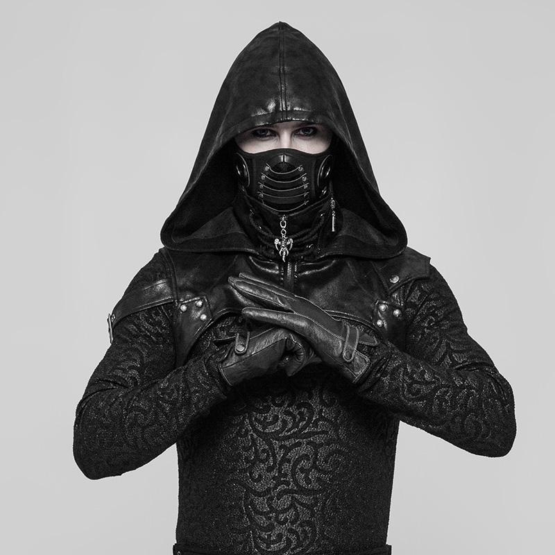 Men's Punk Faux Leather Face Mask - Image 3