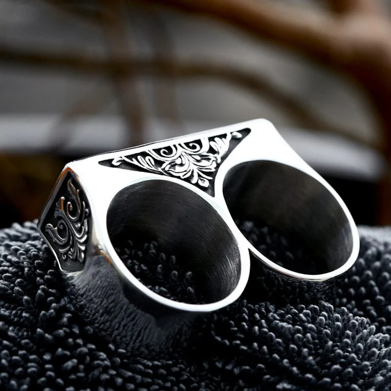 Men's Punk Letter Double Hole Ring - Image 3