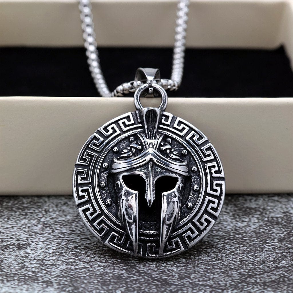 Men's Punk Meander Spartan Helmet Necklace - Image 3