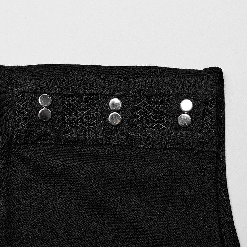 Men's Punk Mesh Splice Nailed Straps Tank Top - Image 7