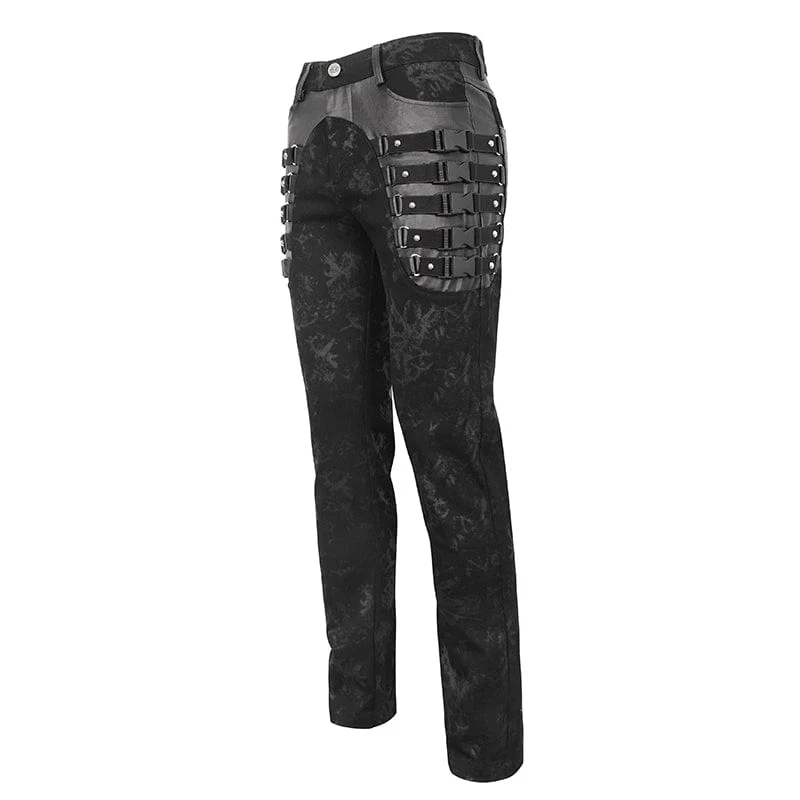 Men's Punk Multi-buckle Distressed Pants - Image 8