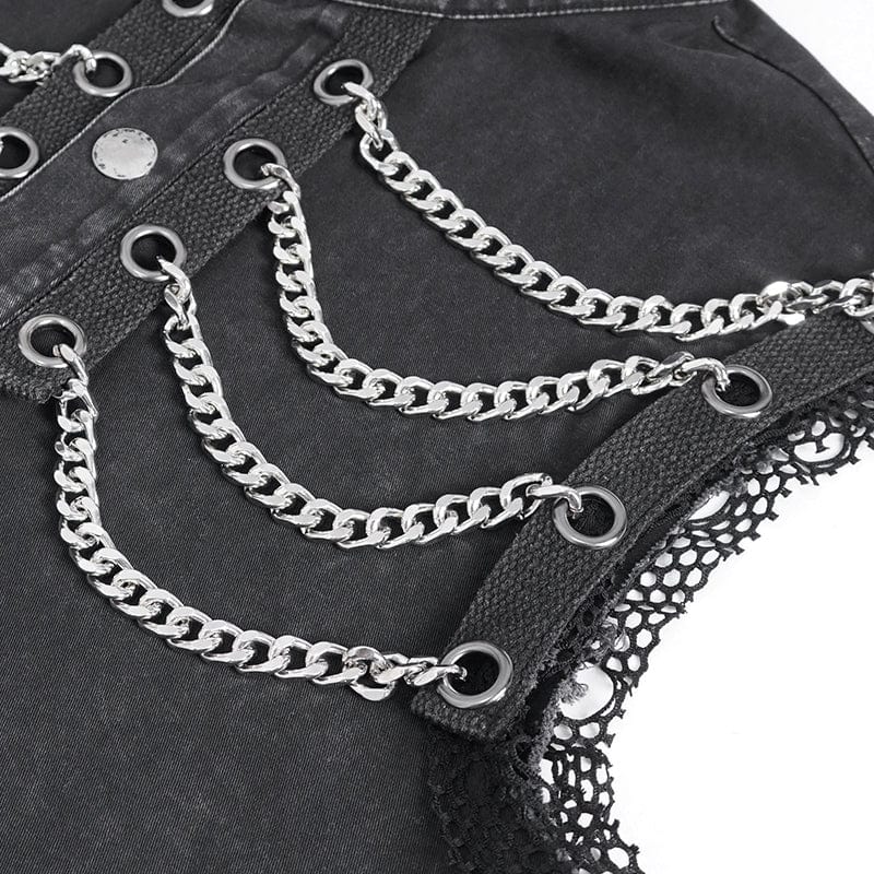 Men's Punk Multi-chain Distressed Vest - Image 10