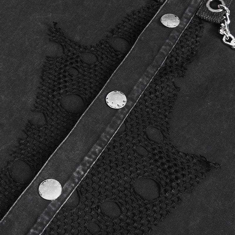 Men's Punk Multi-chain Distressed Vest - Image 11