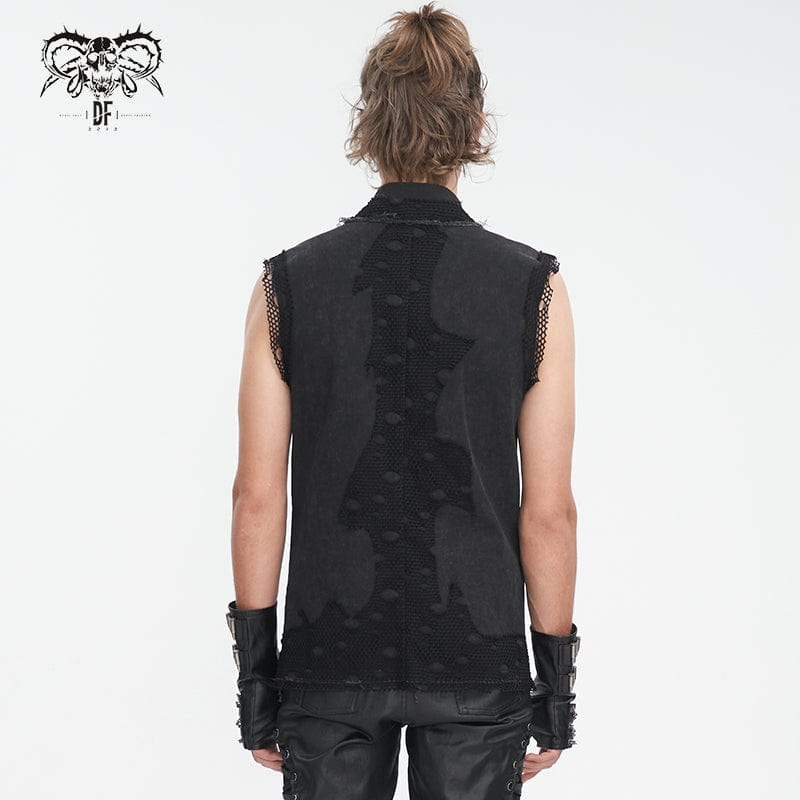 Men's Punk Multi-chain Distressed Vest - Image 4