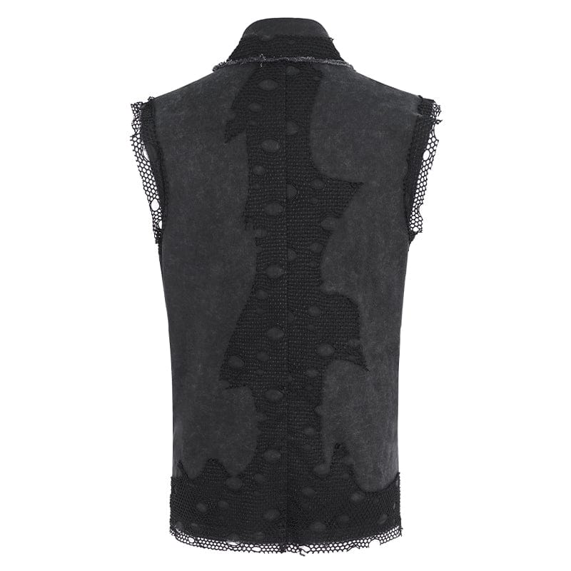 Men's Punk Multi-chain Distressed Vest - Image 9