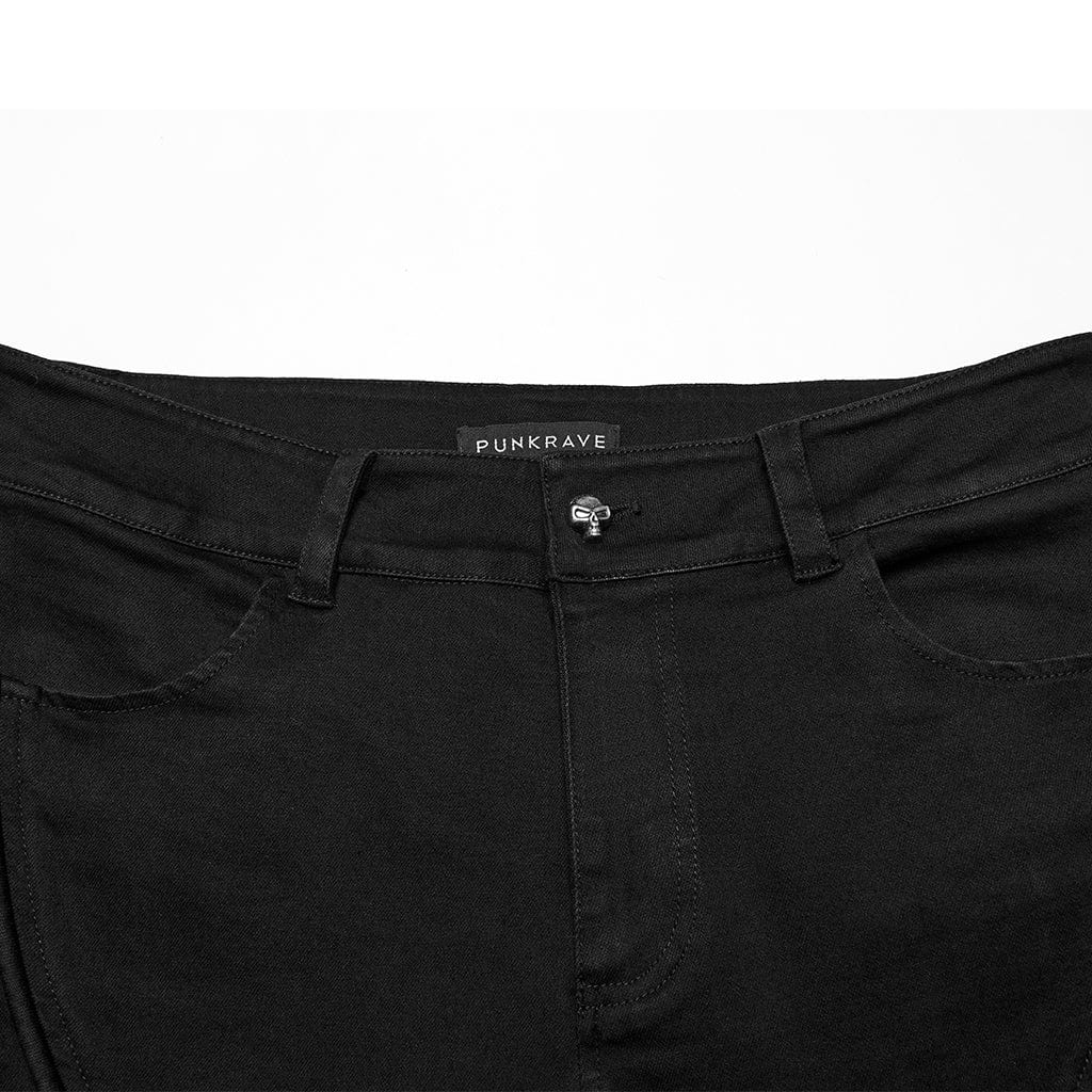 Men's Punk Multi-pocket Pleated Denim Pants - Image 6