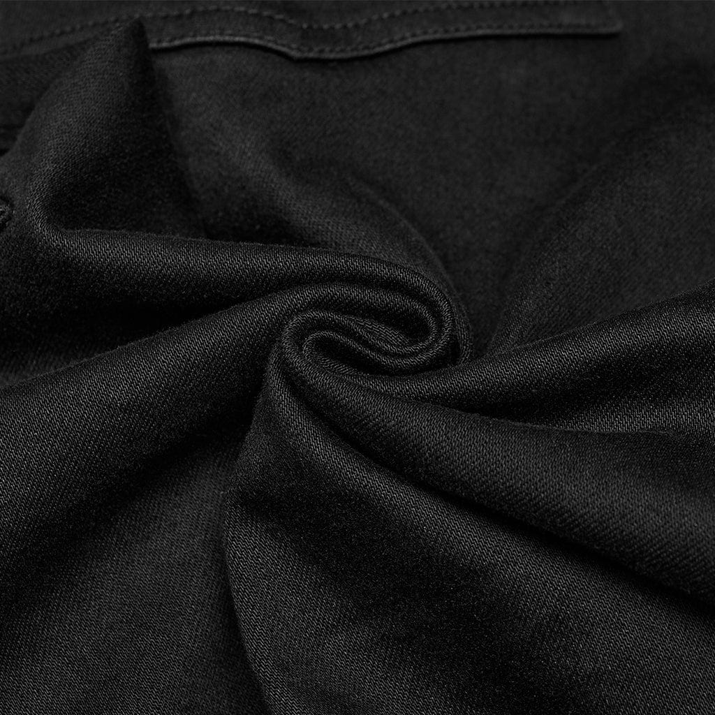 Men's Punk Multi-pocket Pleated Denim Pants - Image 9