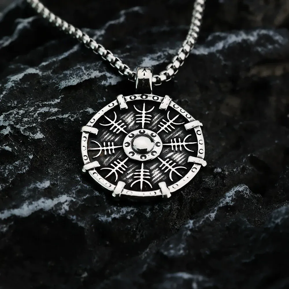 Men's Punk Norse Hagall Knot & Runes Necklace - Image 2