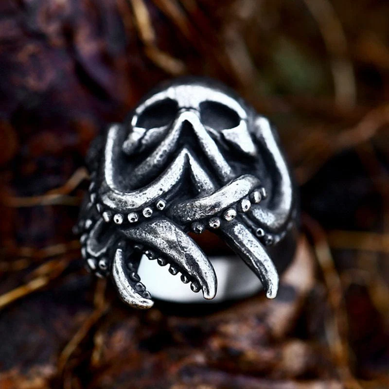 Men's Punk Octopus Skull Ring - Image 5