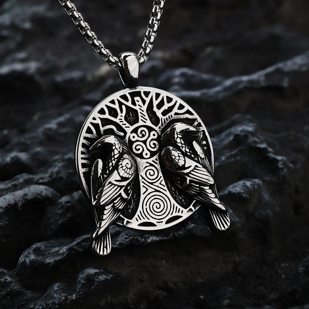 Men's Punk Odin's Ravens & Celtic Tree of Life Necklace - Image 3