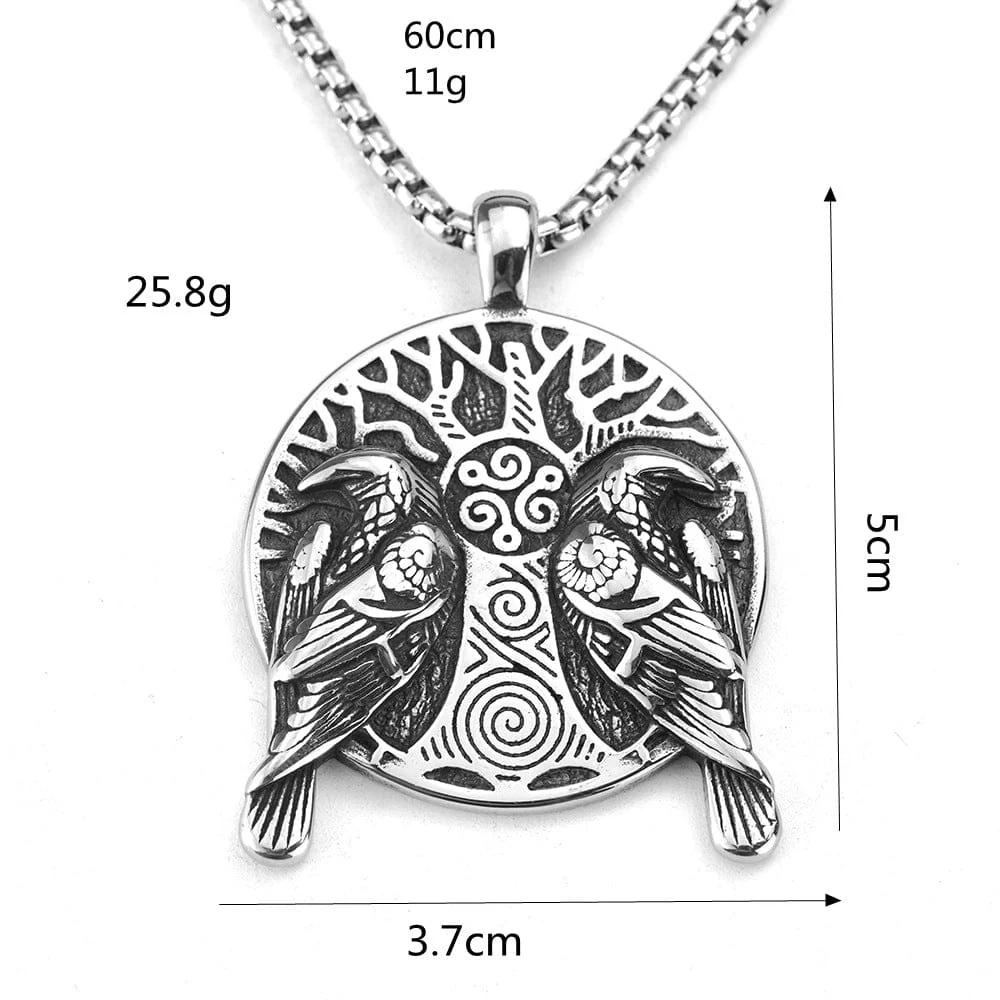 Men's Punk Odin's Ravens & Celtic Tree of Life Necklace - Image 6