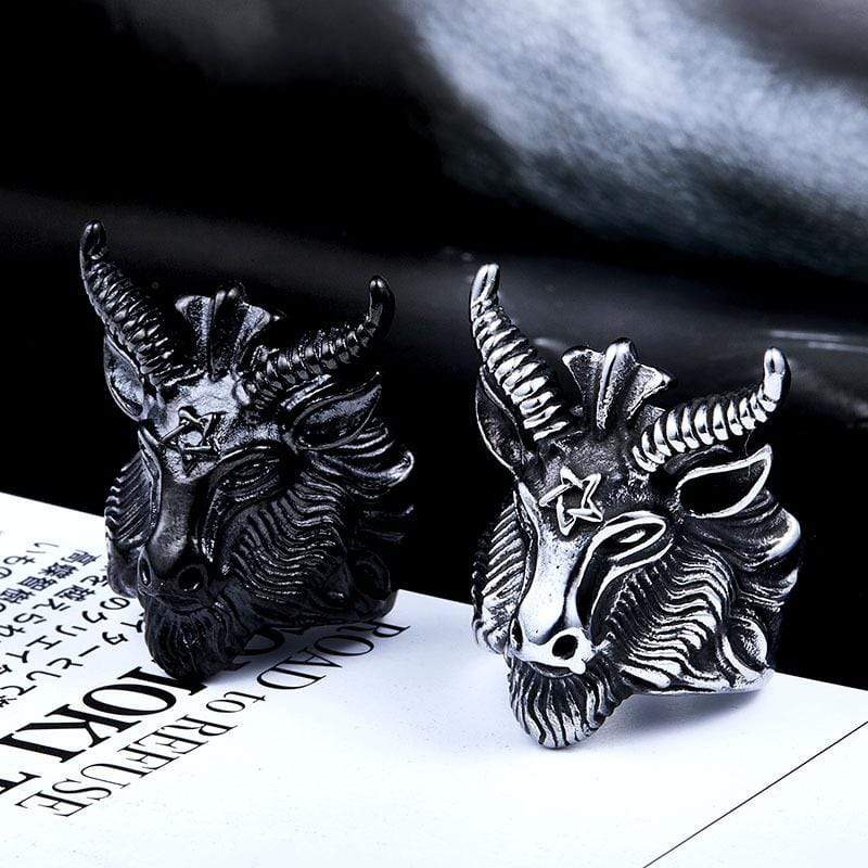 Men's Punk Pentagram Satan RAMS Rings - Image 2