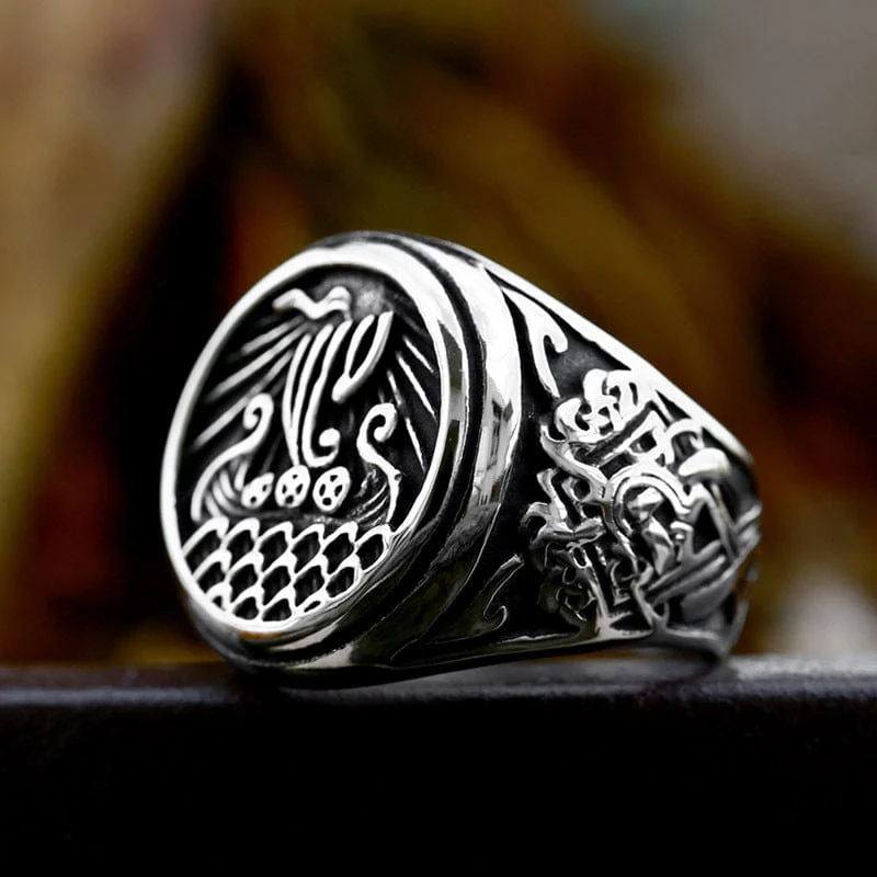 Men's Punk Pirate Ship Ring - Image 2