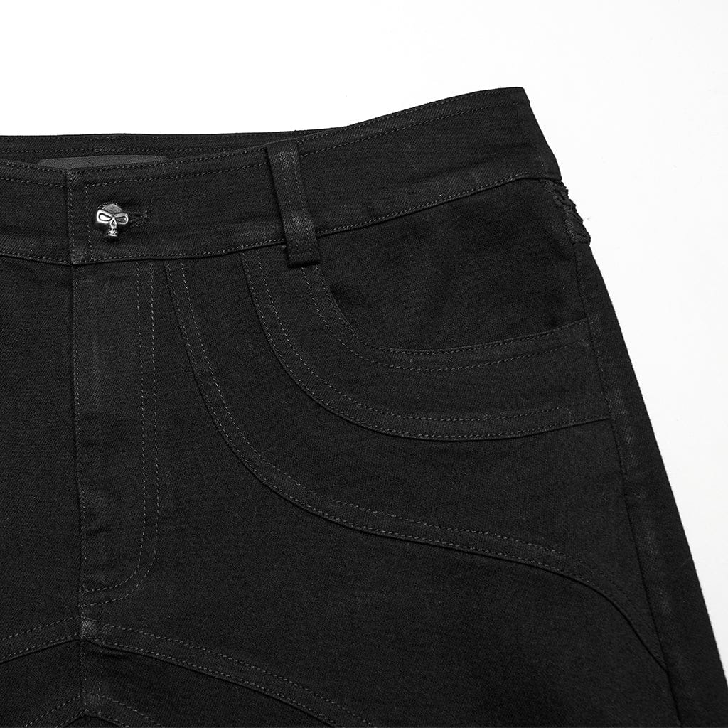 Men's Punk Pleated Mesh Splice Pants - Image 5