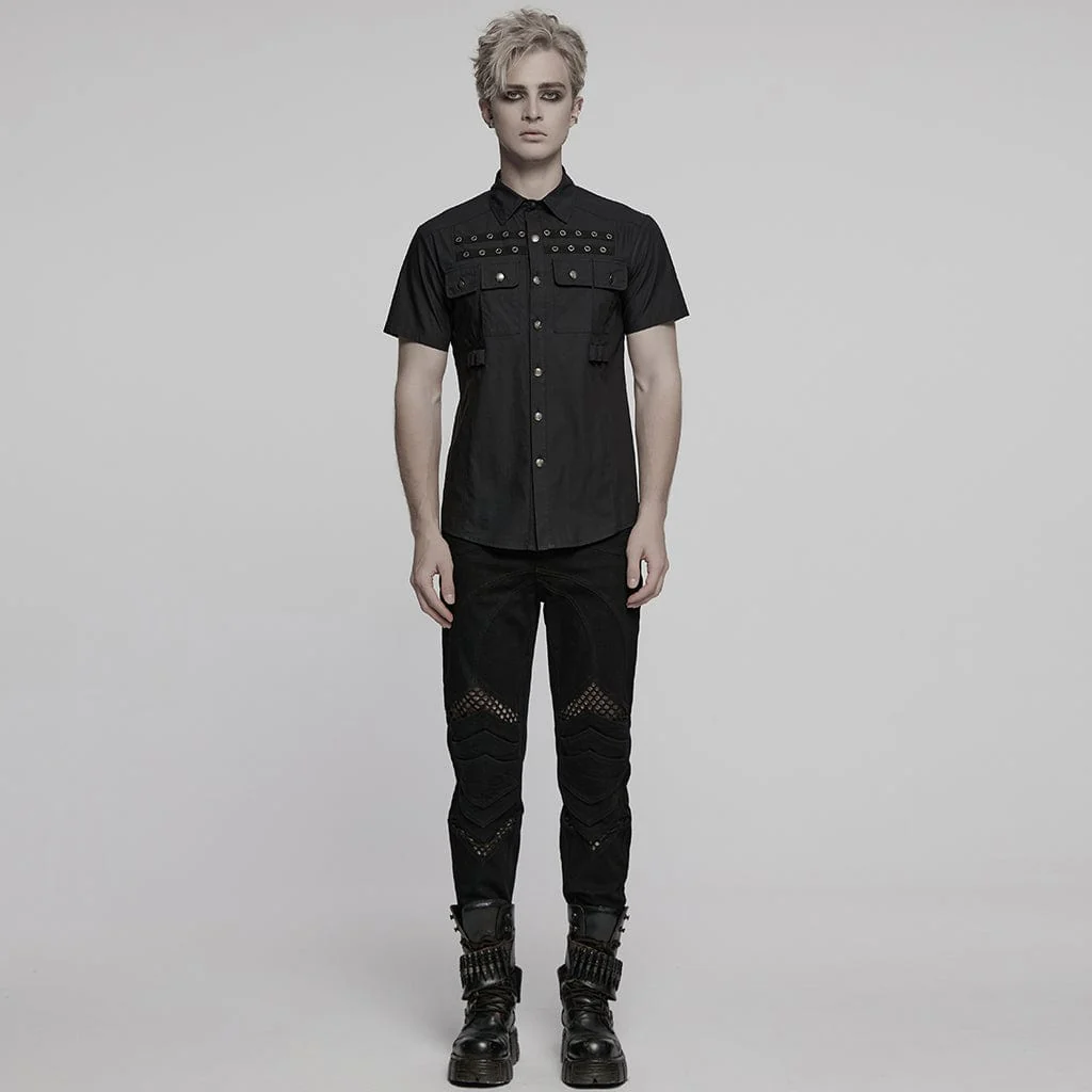Men's Punk Pocket Eyelet Shirt - Image 4
