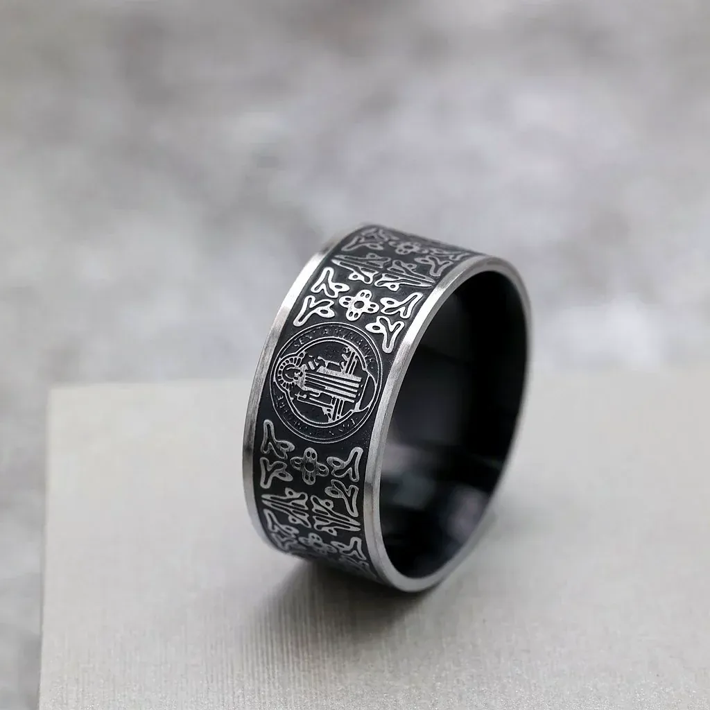 Men's Punk Retro Emblem & Ornate Pattern Ring