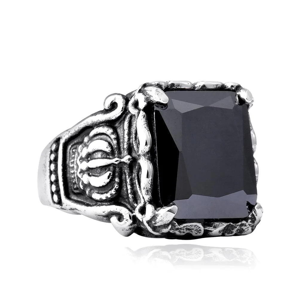 Men's Punk Rhinestone Crown Rings - Image 3