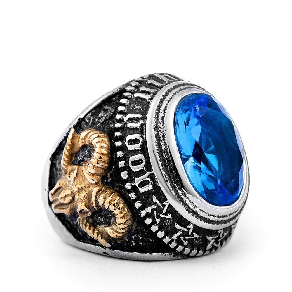Men's Punk Rhinestone Goat Rings - Image 4