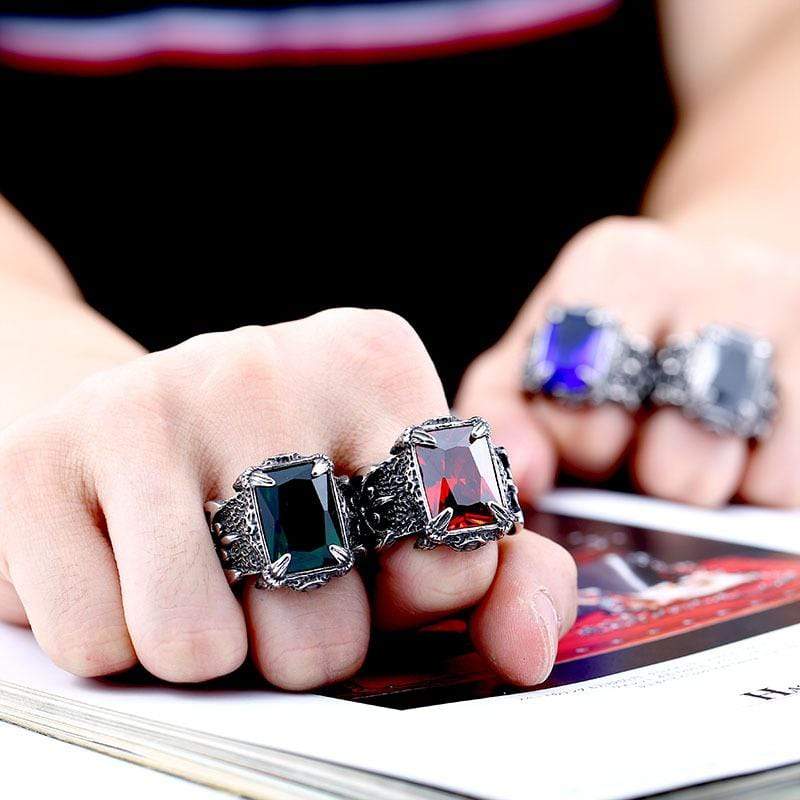 Men's Punk Rhinestone Warrior Rings - Image 5