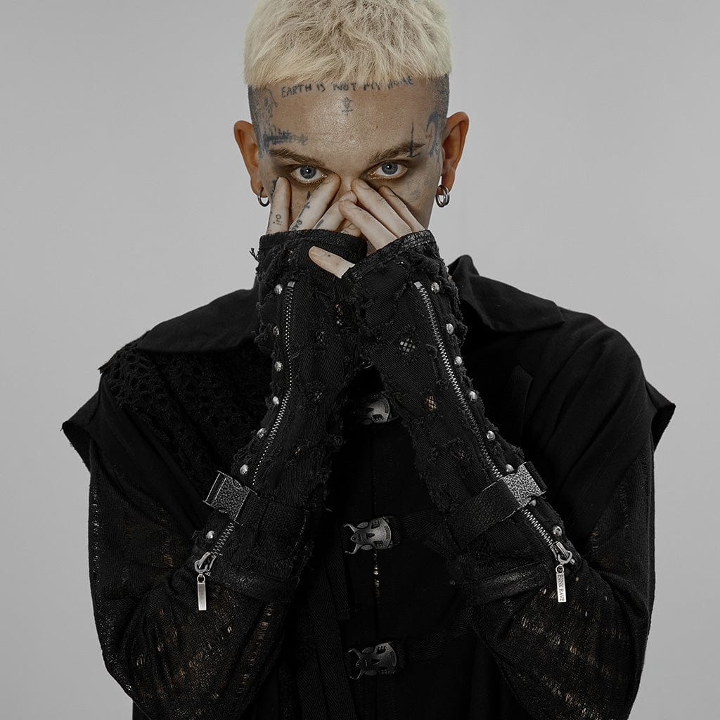 Men's Punk Ripped Gloves with Detachable Buckle