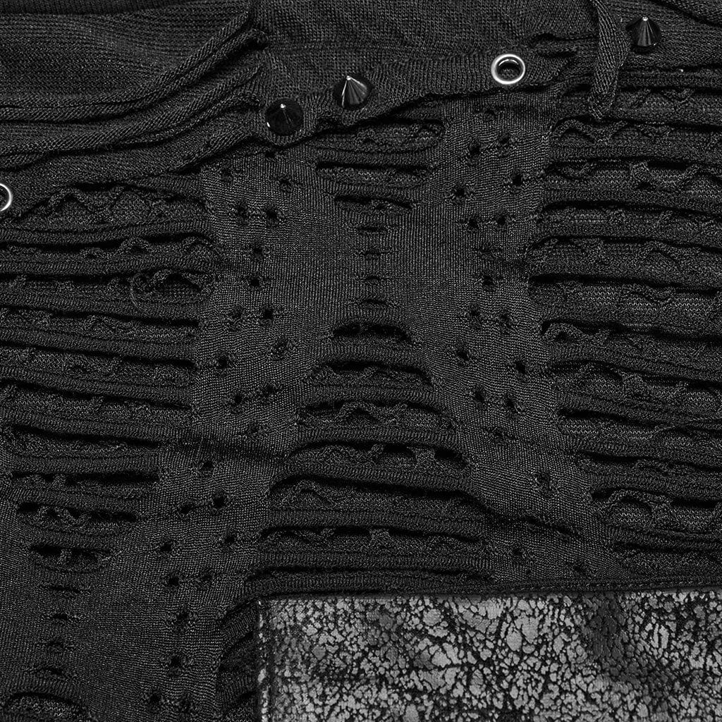 Men's Punk Ripped Mesh Splice T-shirt - Image 6