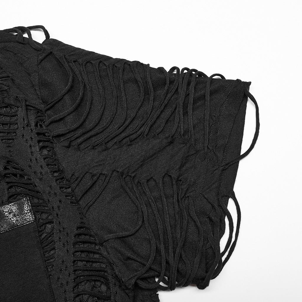 Men's Punk Ripped Mesh Splice T-shirt - Image 9