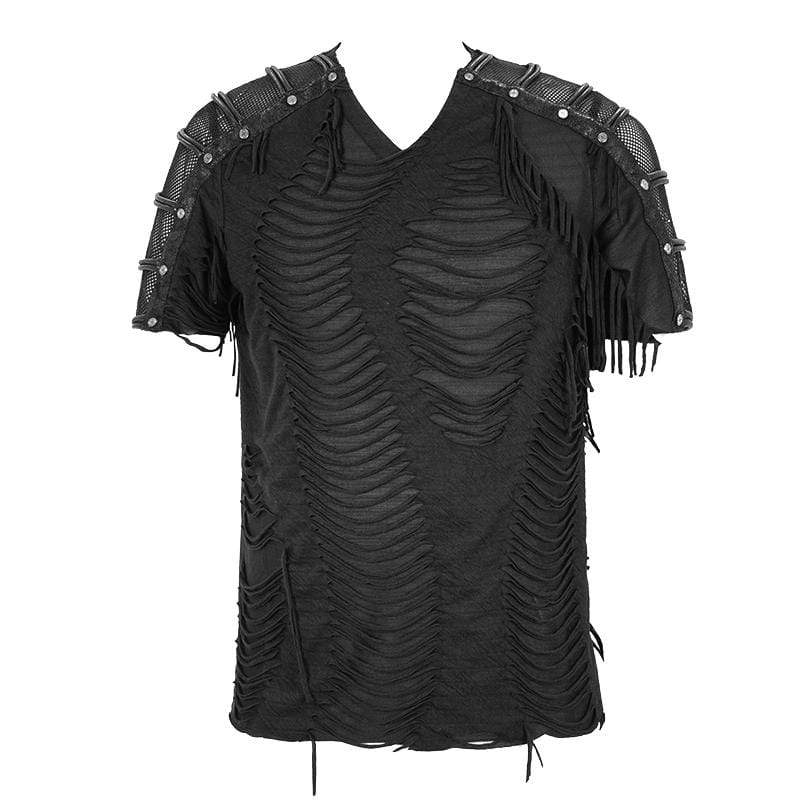 Men's Punk Ripped Mesh T-shirts - Image 4