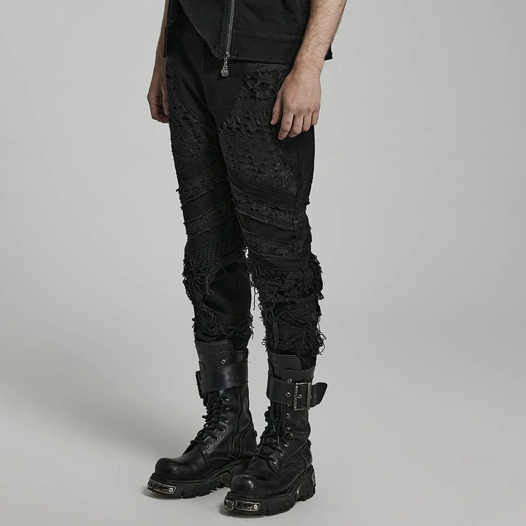 Men's Punk Ripped Splice Pants - Image 2