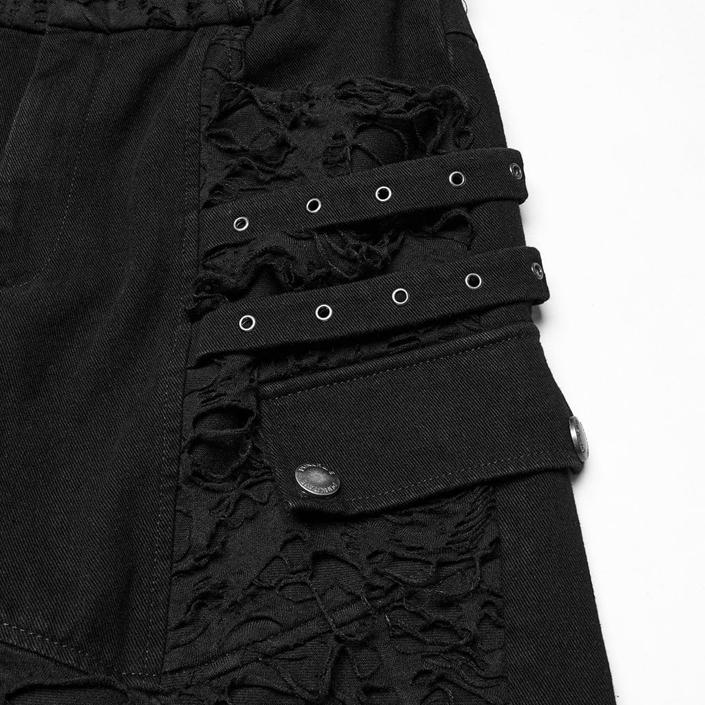 Men's Punk Ripped Straight Pants - Image 7