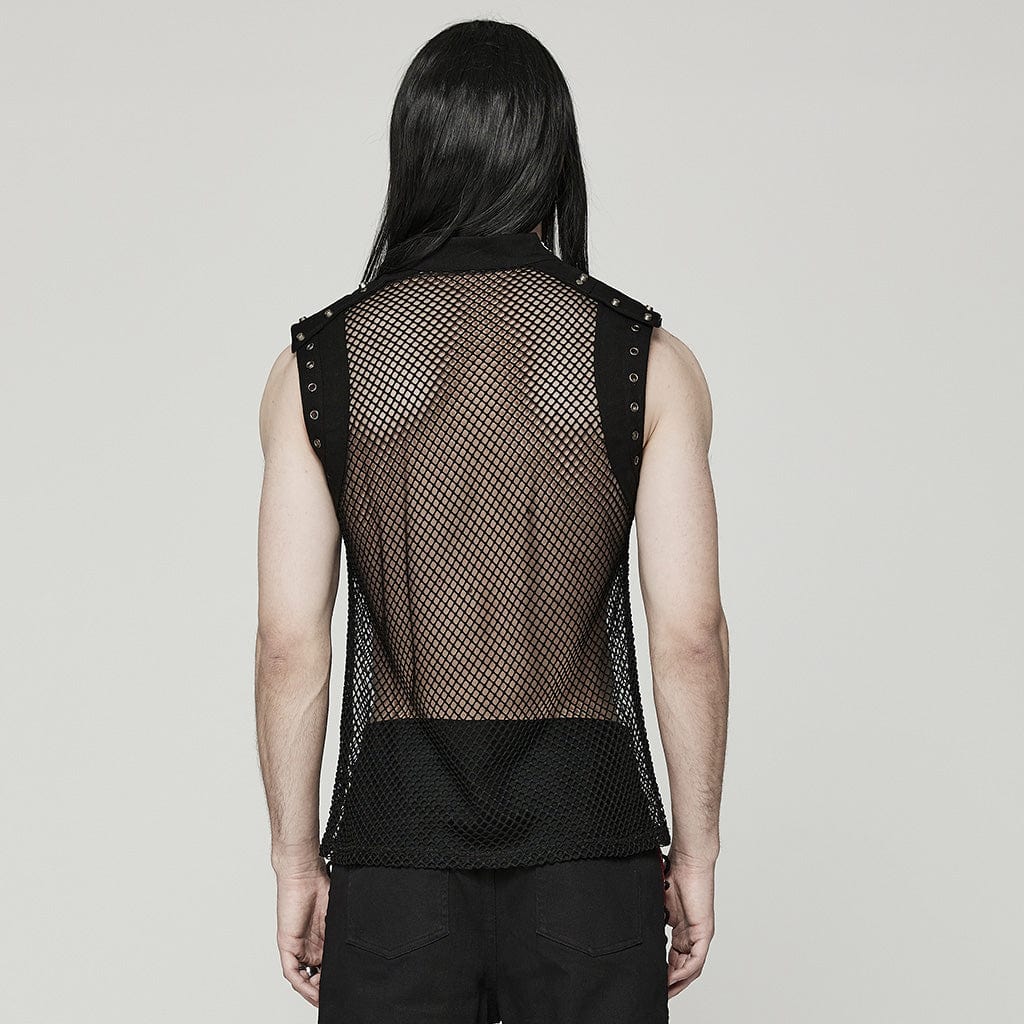 Men's Punk Rivet Mesh Tank Top - Image 3