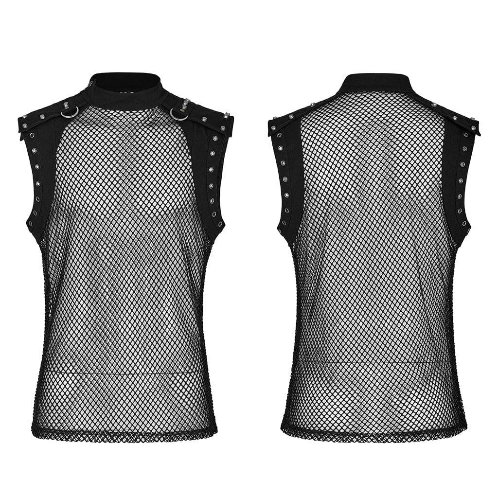 Men's Punk Rivet Mesh Tank Top - Image 5
