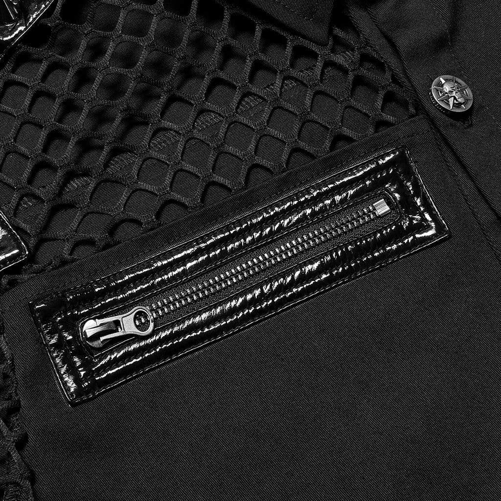 Men's Punk Rivet Splice Mesh Shirt - Image 7