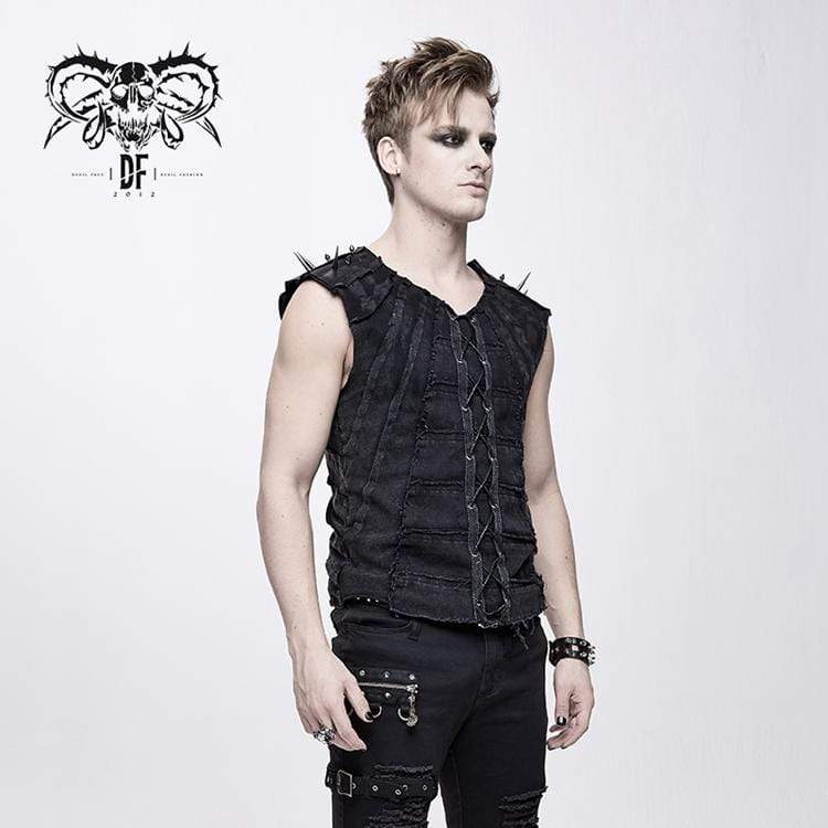 Men's Punk Rivets Lacing Vest - Image 3