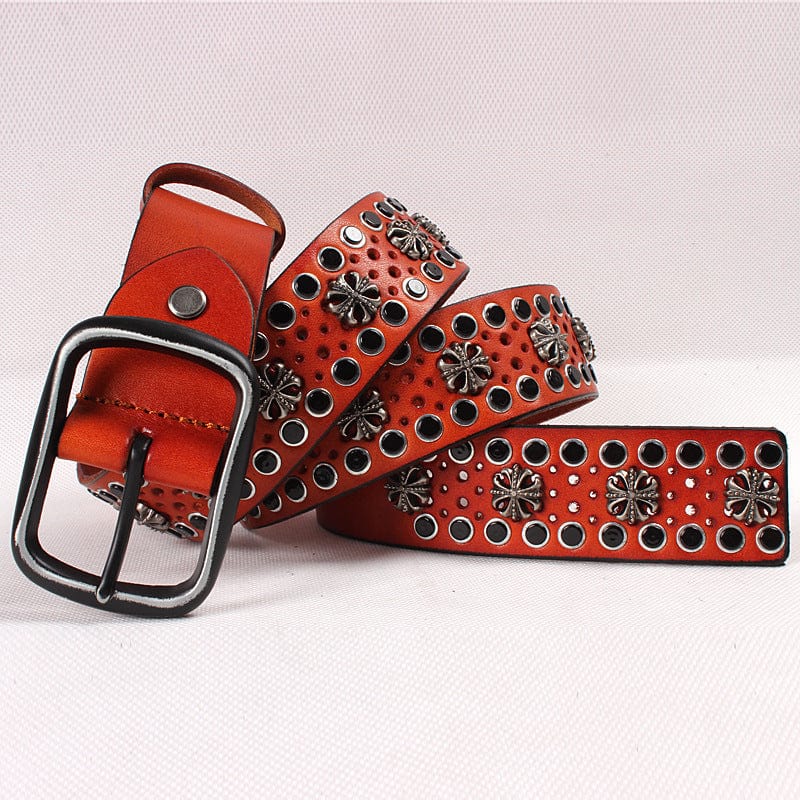 Men's Punk Rivets Leather Belt - Image 3