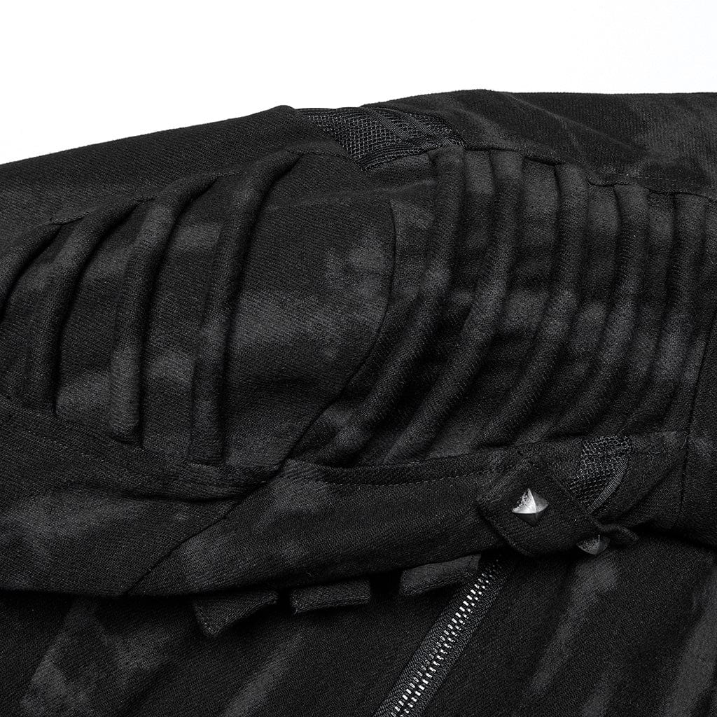 Men's Punk Rivets Strap Zip Coat - Image 6