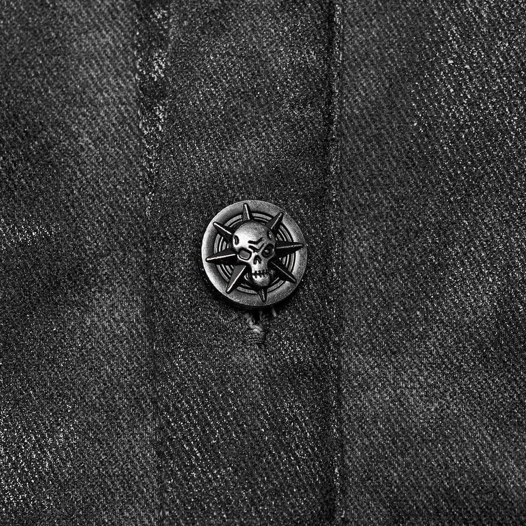 Men's Punk Rock Stand Collar Mesh Splice Black Grey Vest - Image 8