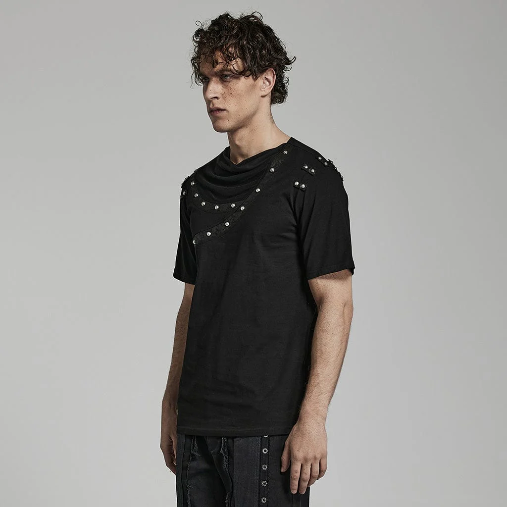 Men's Punk Ruched Collar T-shirt - Image 2