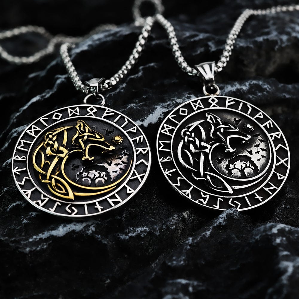 Men's Punk Runes Fenrir Necklace