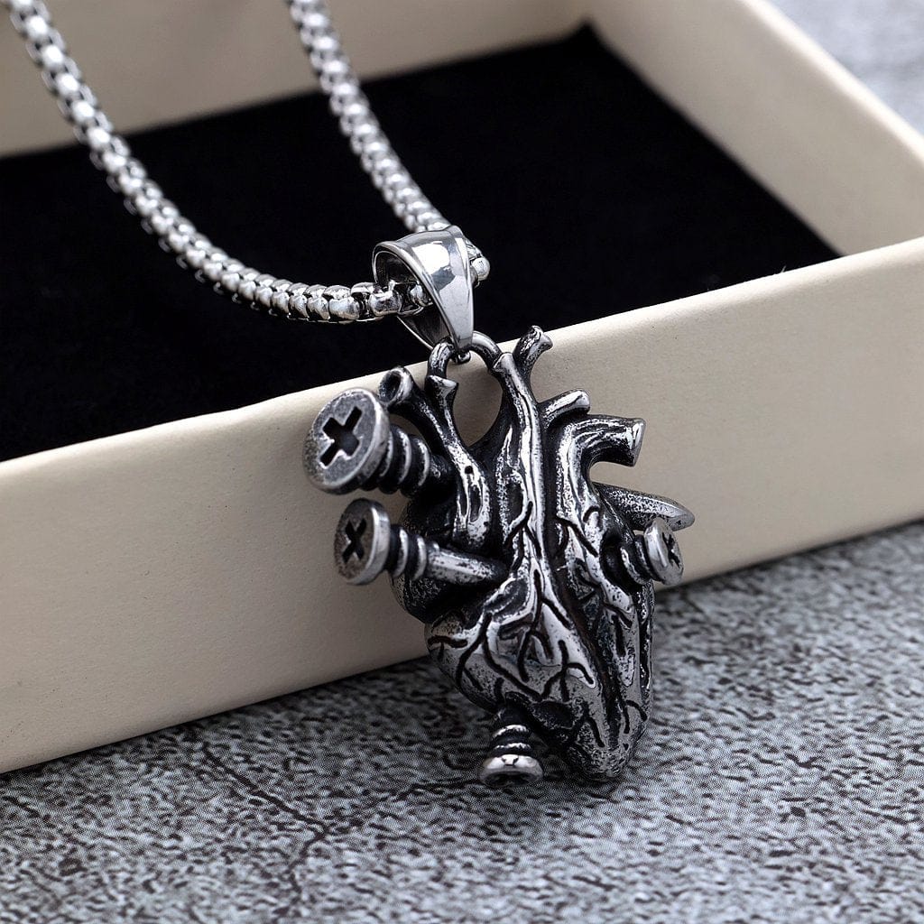 Men's Punk Screw Heart Necklace - Image 2