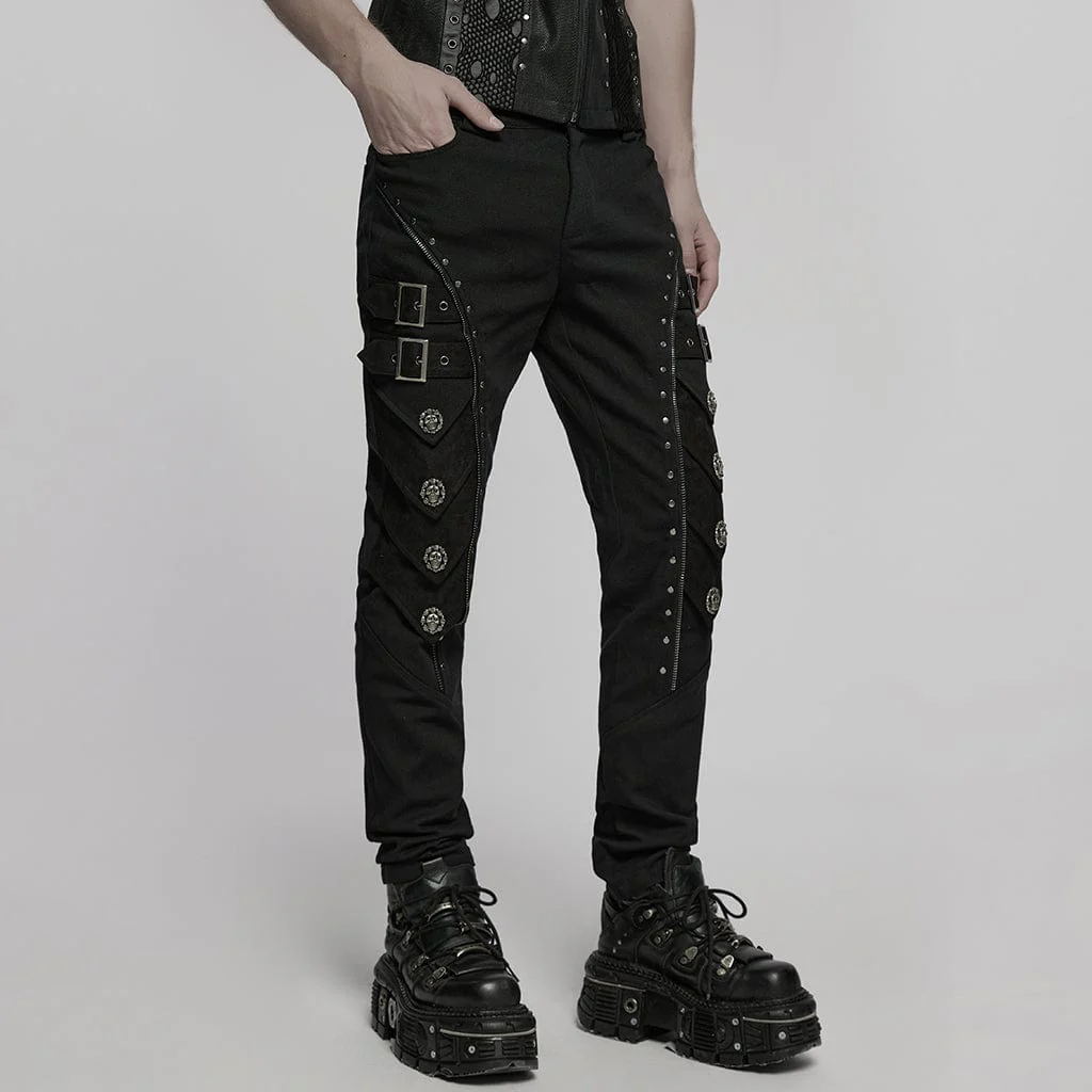 Men's Punk Skull Buckle Pants - Image 2