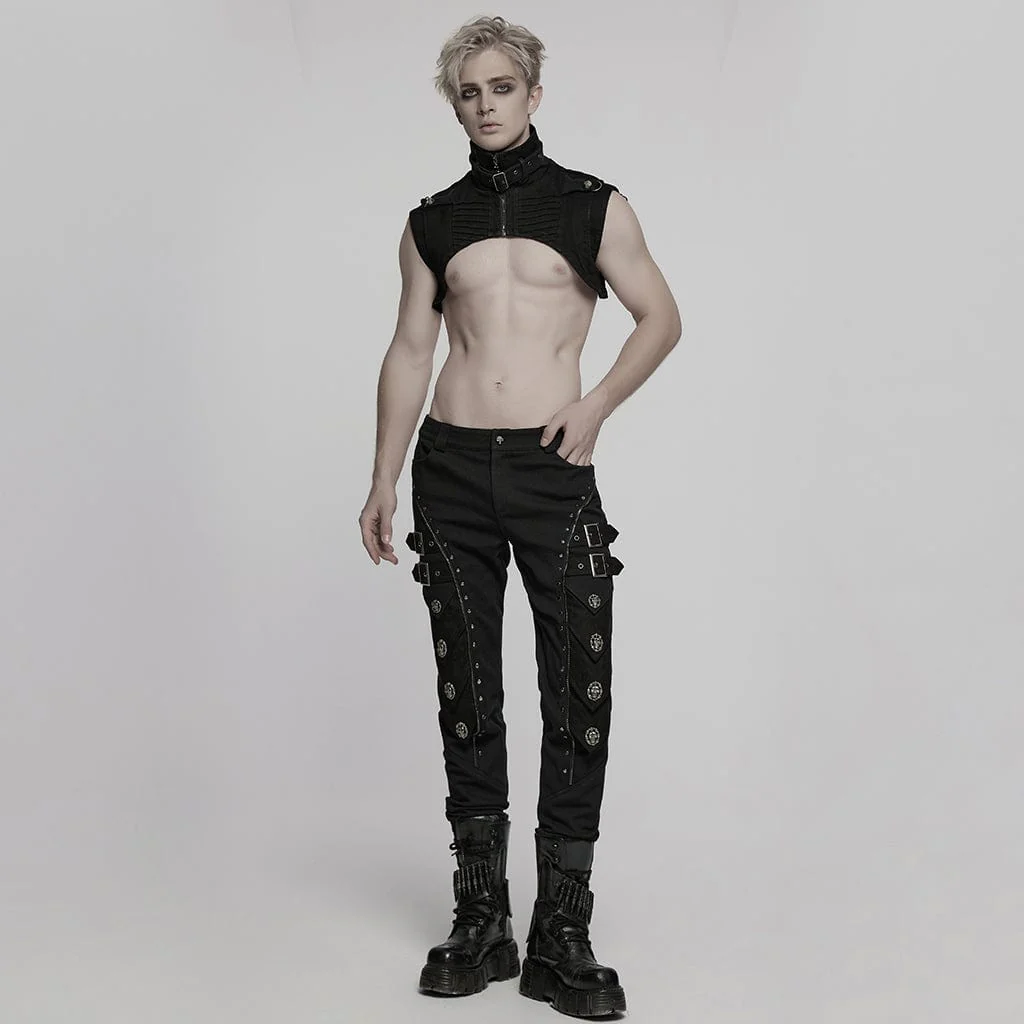 Men's Punk Skull Buckle Pants - Image 4