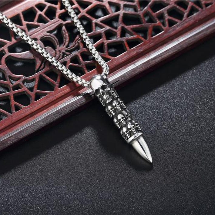 Men's Punk Skull Bullet Necklace - Image 3