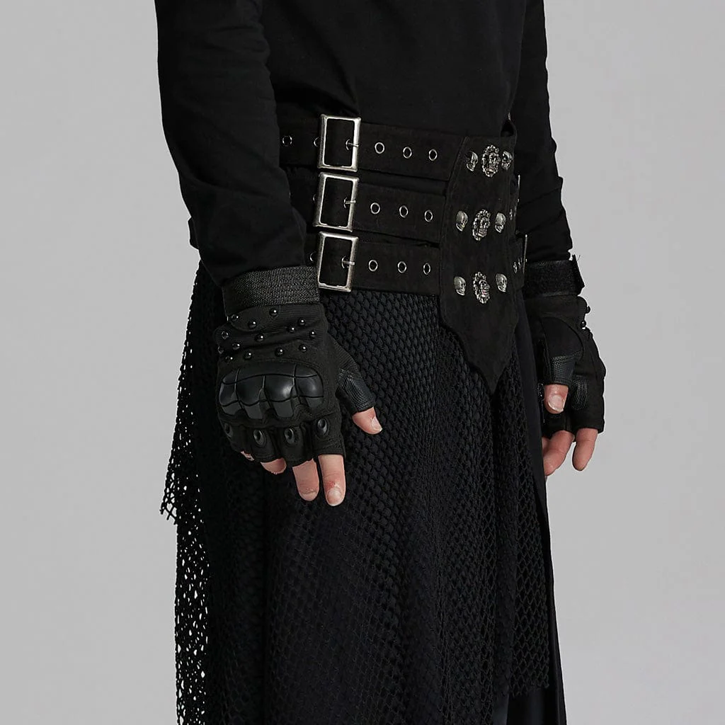 Men's Punk Skull Eyelets Buckle-up Belt - Image 2