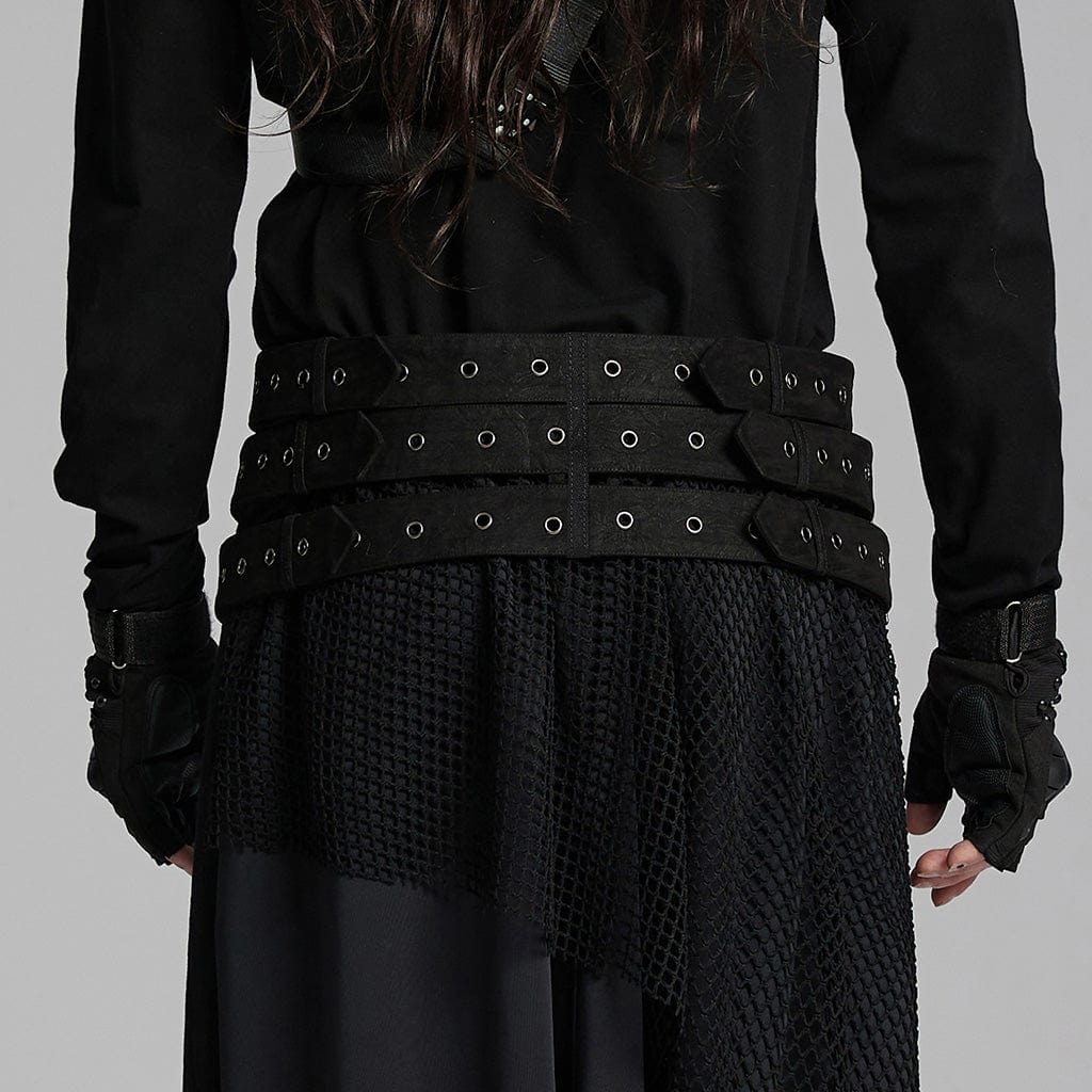 Men's Punk Skull Eyelets Buckle-up Belt - Image 3